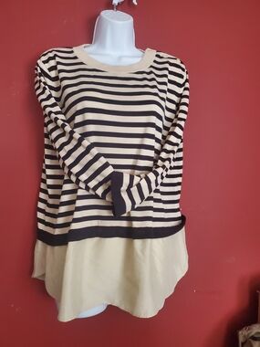 COS Beige and Black Striped Layered Tunic